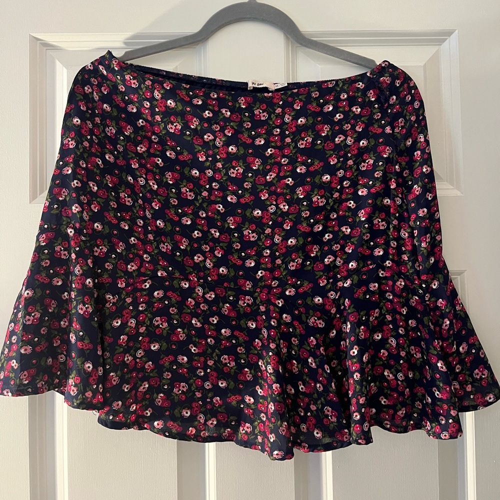 Francesca's Collections Red and Black Ruffled Skater Mini Skirt